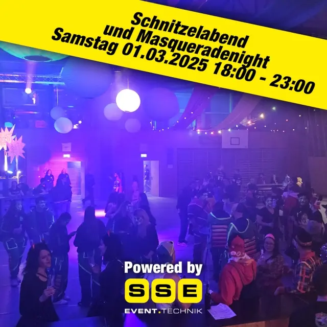 SSE Eventtechnik prsentiert: Schnitzelabend & Masqueradenight - Wir sind stolz darauf, die SSE Eventtechnik GmbH aus Mhlin, als Partner fr den kommenden Schnitzelabend und die Masqueradenight am 01.03.2025, 18:00 - 23:00 Uhr, vorzustellen.